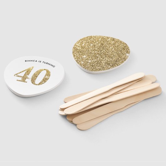 BIRTHDAY FAN Moderner, schicker Glitzer 40. Fächer (Non-assembled)