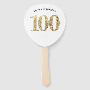 BIRTHDAY FAN Moderner, stilvoller Goldener Glitzer Fächer