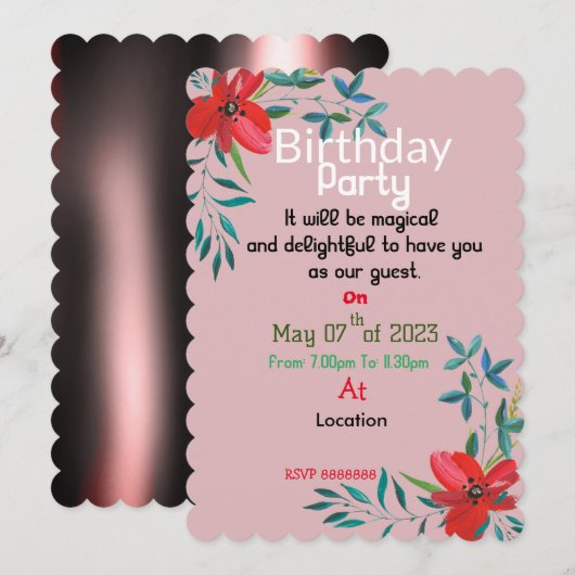 Birthday Farben Einladung (Vorne/Hinten)