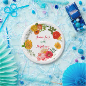 Birthday farbenfrohe Blumenrege Pappteller (Party)