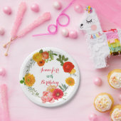 Birthday farbenfrohe Blumenrege Pappteller (Party)