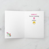 Birthday Farbenfrohe Regenbogen Einhorn Namensalte Karte (Innenseite)