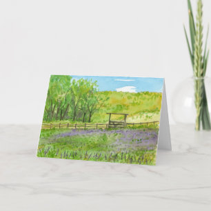 Birthday Farm Field Lila Lupines Watercolor Karte