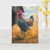 Birthday Farmer Rooster Kicking Up Dust Karte (Gelbe Blume)