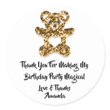 Birthday Favor Baby Shower Heart Baby Gold Bear
