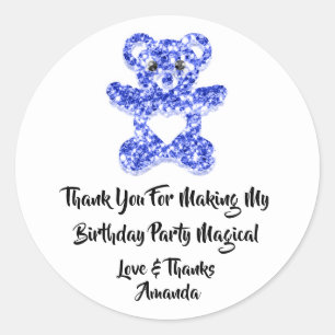 Birthday Favor Blue Heart Baby Sweet Bear Runder Aufkleber
