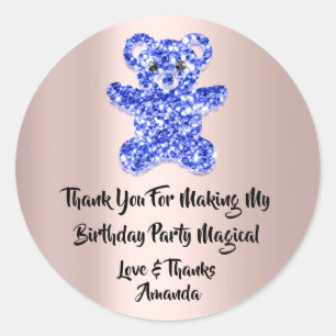 Birthday Favor Glitzer Blue Spark Glitzer Bear Runder Aufkleber