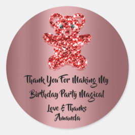 Birthday Favor Glitzer Red Spark Glitzer Bear Runder Aufkleber