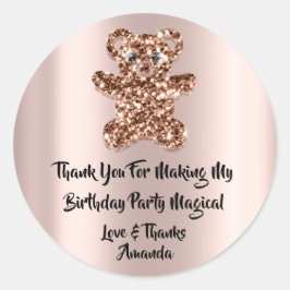 Birthday Favor Glitzer Sweet Brown Glitzer Bear Runder Aufkleber