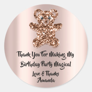 Birthday Favor Glitzer Sweet Brown Glitzer Bear Runder Aufkleber