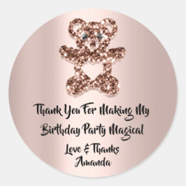 Birthday Favor Rose Herzstück Park Glitzer Bär Runder Aufkleber