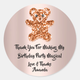 Birthday Favor Rose Orange Spark Glitzer Bear Runder Aufkleber