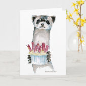 Birthday Ferret Karte (Gelbe Blume)