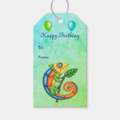 Birthday Festive Lizard Balloons Blue Green Geschenkanhänger (Vorderseite)