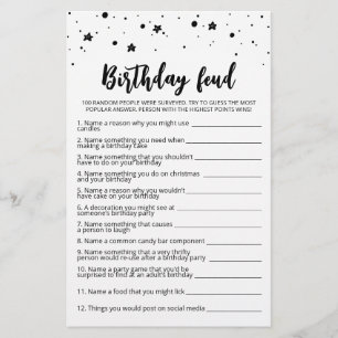 Birthday Feud Spiel mit Answers