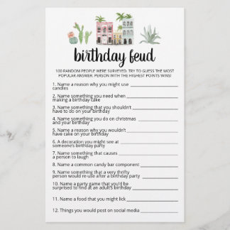 Birthday Feud Spiel mit Answers