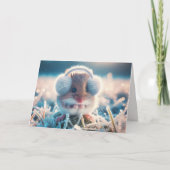 Birthday Field Mouse Wear Earmuffs Karte (Vorderseite)