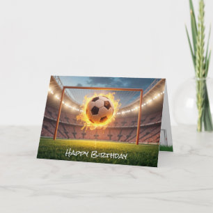 Birthday Fiery Soccer Ball Karte