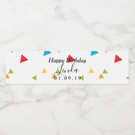 Birthday Fiesta Confetti Shapes Wasserflaschenetikett (Einzelnes Label)