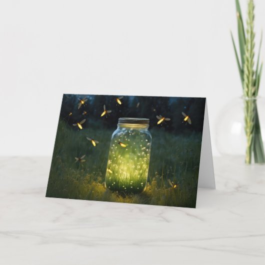 Birthday Fireflies Jar Karte (Vorderseite)