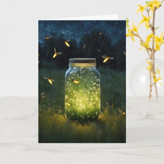 Birthday Firefly Jar Karte (Gelbe Blume)