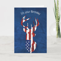 Birthday Flag Hirsch auf blauem Leder