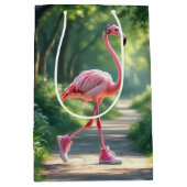 Birthday Flamingo In Sneakers With Headphones Mittlere Geschenktüte (Vorderseite)