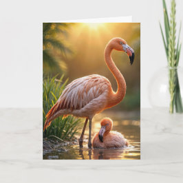 Birthday Flamingo Mutter und Chick Karte