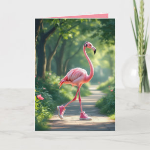 Birthday Flamingo Tragen Kopfhörer und Sneakers Karte