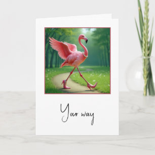 Birthday Flamingo Tragen Perlen und Pumps Karte