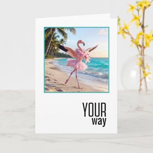 Birthday Flamingo Wearing Pink Tutu Karte (Gelbe Blume)