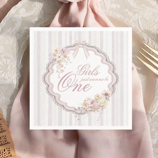 Birthday Floral Wildflower Gils Just Wanna be ONE Serviette