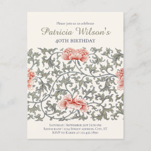 Birthday Floral William Morris style CC1282 Einladungspostkarte