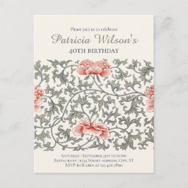 Birthday Floral William Morris style CC1282 Einladungspostkarte