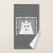 Birthday Fluffy White Cat Bad Handtuch Set (Handtuch)
