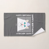 Birthday Fluffy White Cat Bad Handtuch Set (Handtuch)