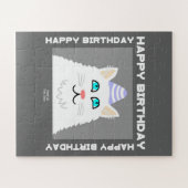 Birthday Fluffy White Cat Puzzle (Horizontal)