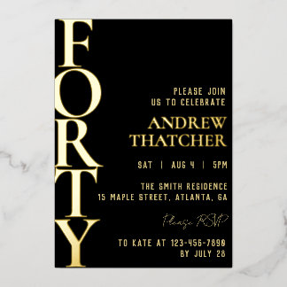 Birthday Foil Einladung für Schwarze und Goldene M