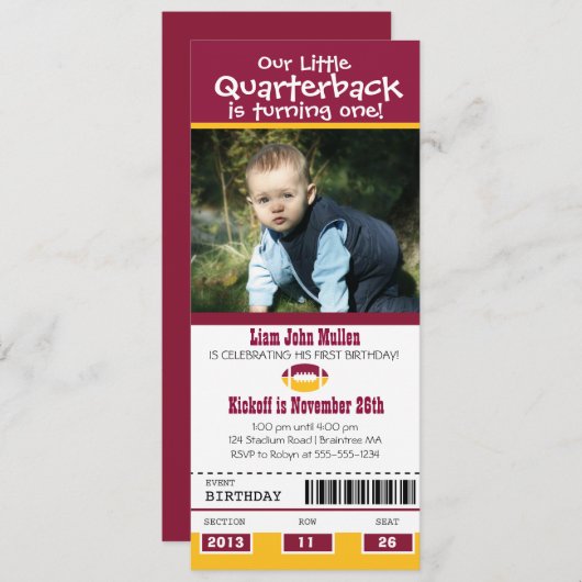 Birthday Football Ticket Einladung (Vorne/Hinten)