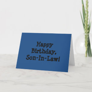 Birthday for a son-in-law, black letters on blue. karte