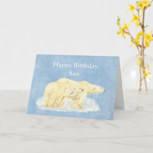 Birthday for Beary Special Son Polar Bears Karte (Gelbe Blume)