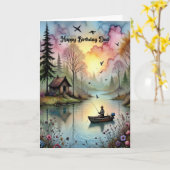 Birthday for Dad with Fisherman Karte (Gelbe Blume)