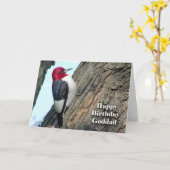 Birthday for Goddad, Red-headed Woodpecker Karte (Gelbe Blume)