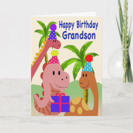 Birthday for Grandson Dinosaurs Karte