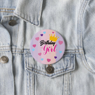 Birthday for little girls button