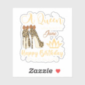 Birthday For Women Leopard A Queen Was Born In Jun Aufkleber (Blatt)