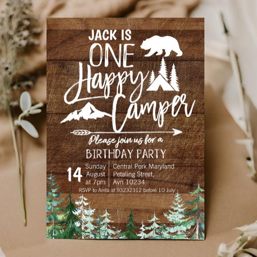 Birthday Forest Camping Party Kraft Camper Einladung