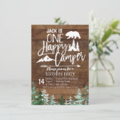 Birthday Forest Camping Party Kraft Camper Einladung (Stehend Vorderseite)