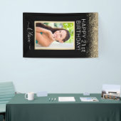 Birthday Foto Black Gold Glitzer Girly Banner (Messeveranstaltung)