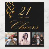 Birthday Foto Black Gold-Jubel-Skript Weinetikett (Einzelnes Label)